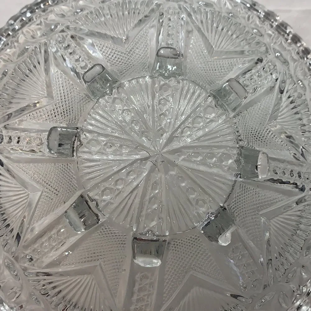 American Brilliant Period Vintage Scalloped Edge Cut Glass Crystal Serving Dish
